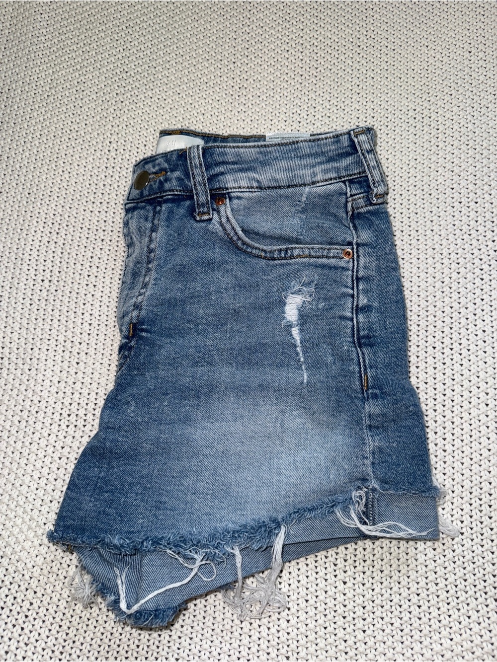 Blue Denim Distressed Women's Shorts